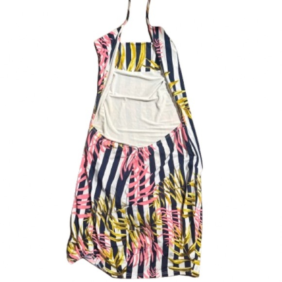 Striped Tropical Print Dress - Picture 2 of 2